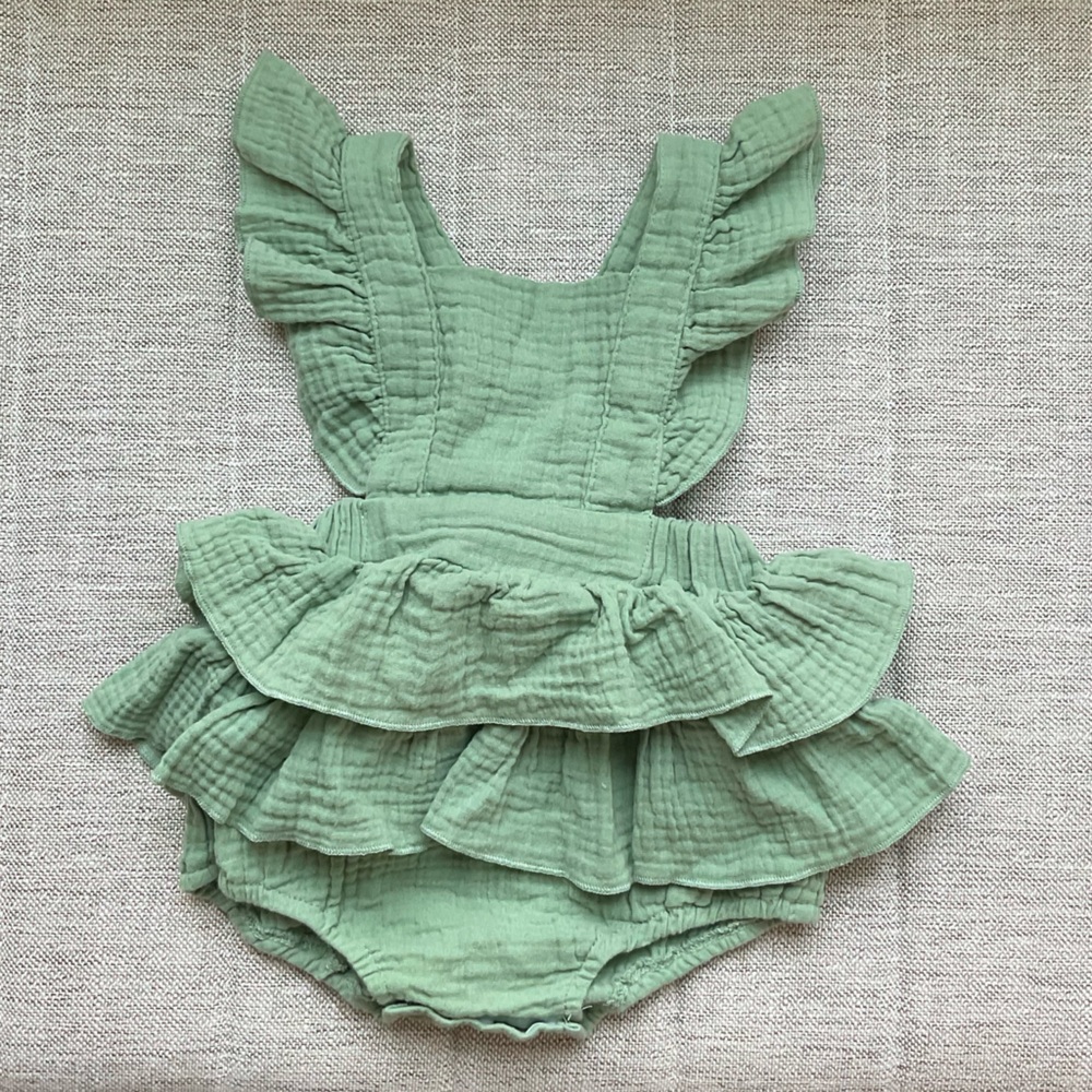SHEIN Mint Ruffled Baby Girl Dress
